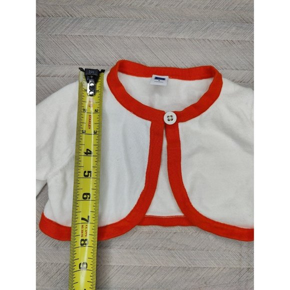Janie & Jack Sweater Size 3 Months Cropped Cardigan White Orange 100% Cotton - Picture 4 of 8